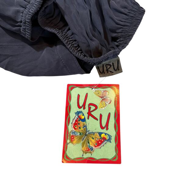 NEW URU Boutique Silk Pencil Pants Satin Hand Dyed Blue Gray USA Size 1 (Small) - Picture 3 of 10